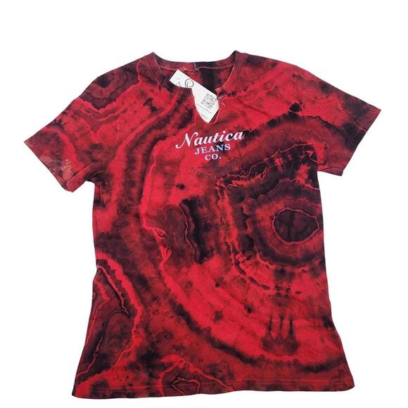Nautica. Y2K, Reworked Tie-Dye T-Shirt w/ Geodes & Logo Graphic Print. Size M - Picture 7 of 7